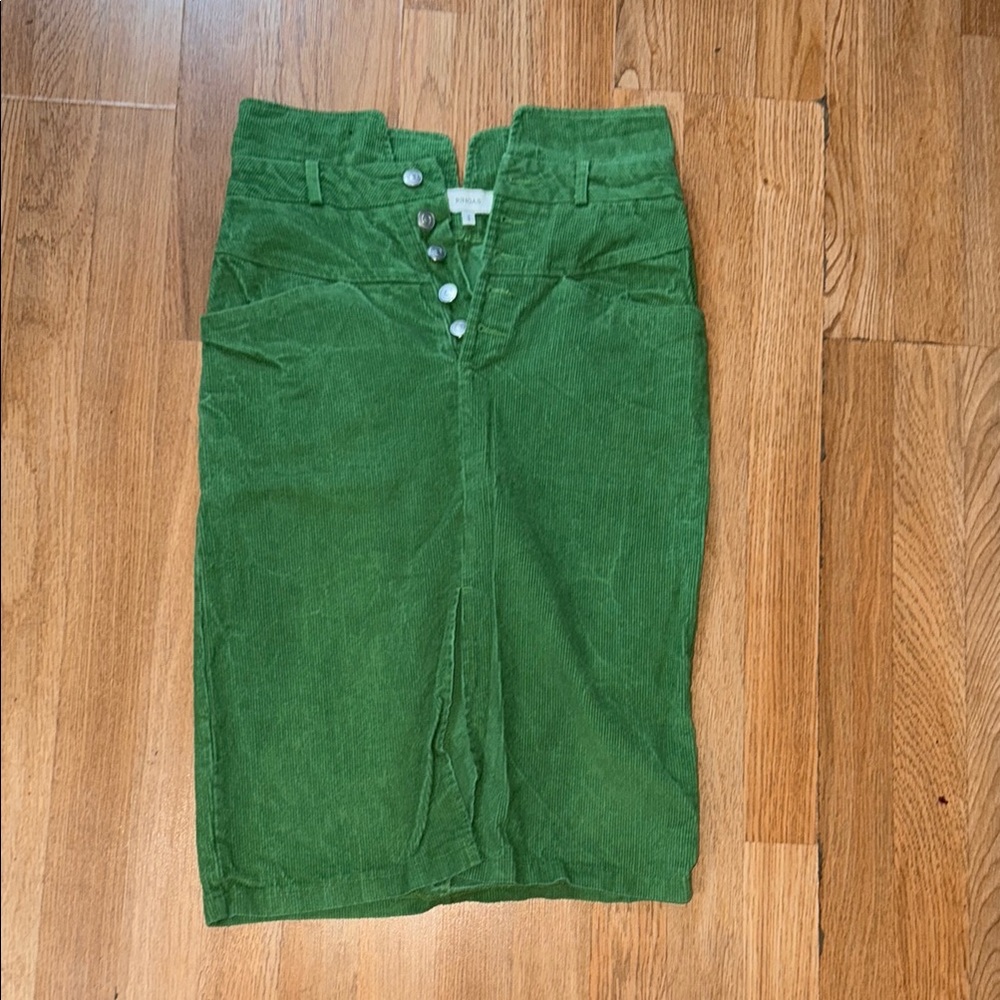 RIHOAS Green Pencil Skirt with button up Front and high waisted